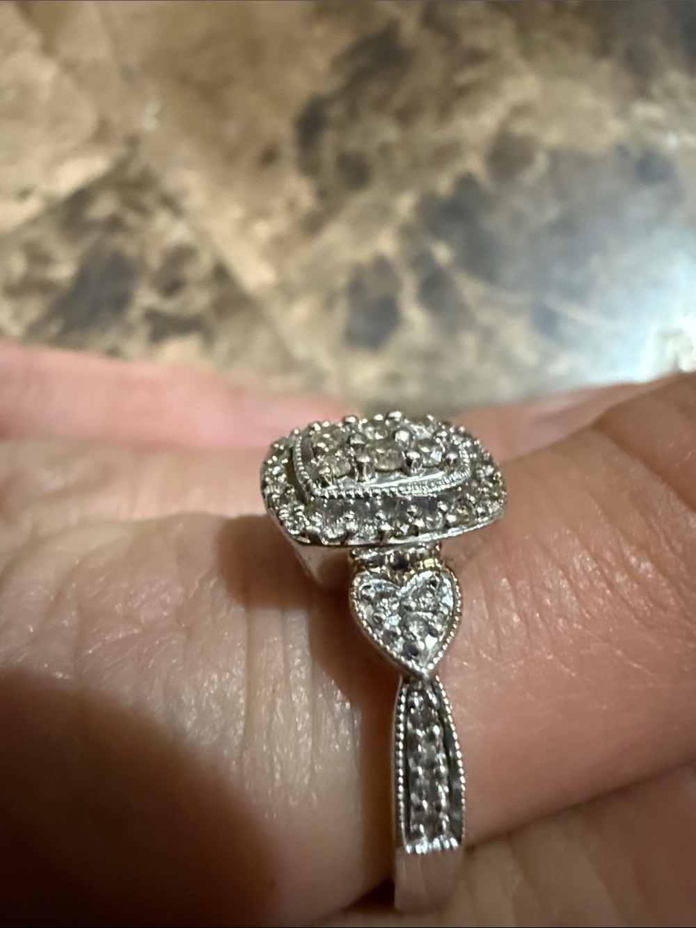 Diamond Halo Cluster Ring in Sterling Silver&14k sz7 - Picture 8 of 17